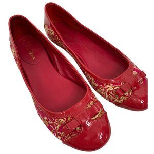 Cole Haan Womens Red & Gold Ballet Bow Flats Nike Air Soles Size 7.5 Y10669